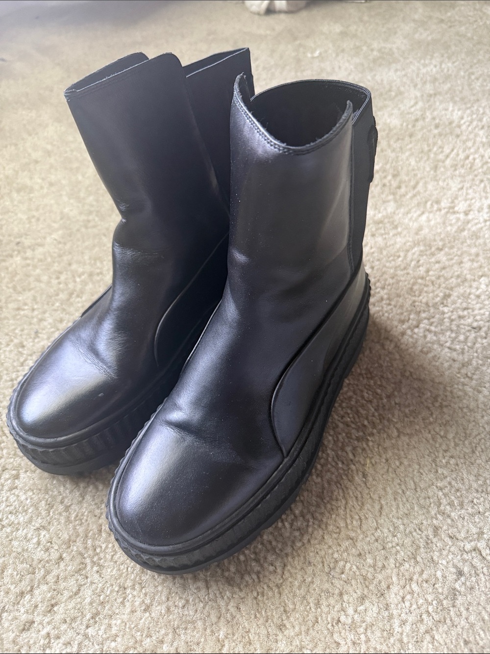 Black Fenty Puma Leather Ankle Boots